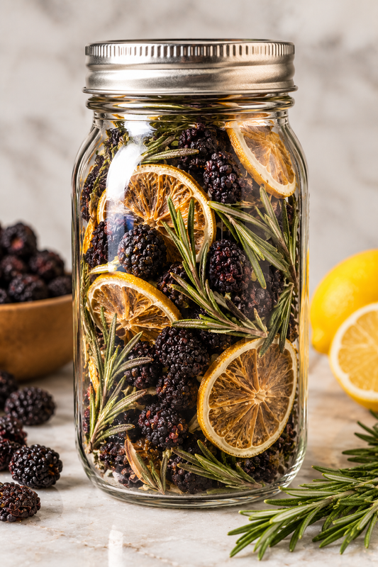 LNE Bespoke Cocktail Infusions Organic Blackberry Lemon Rosemary Infusion Jar